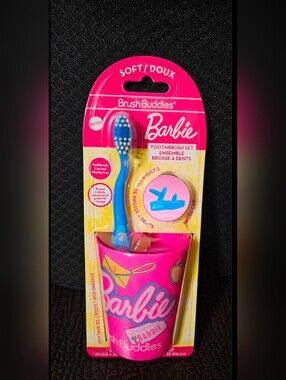 Barbie Pink & Blue Toothbrush Cup Set